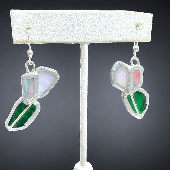 🌺Unique Artisan Sterling & Stained Glass Earrings - Picture 9 of 11